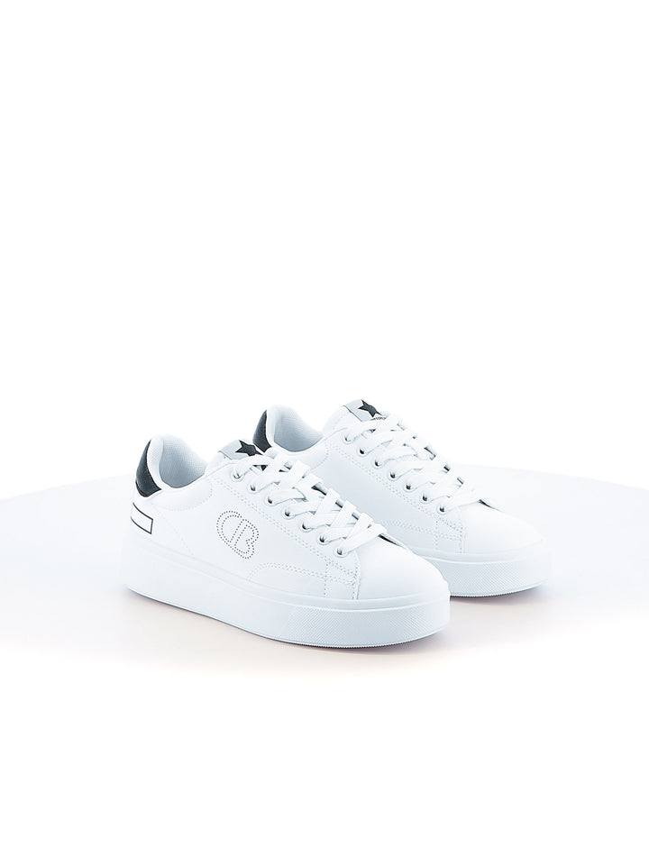 Sneakers stringate donna COTTON BELT CBW4145A44 bianco nero | Costa Superstore