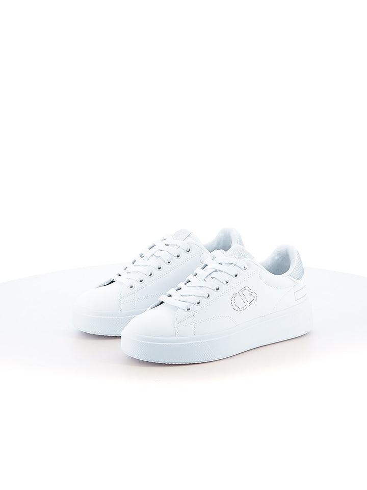 Sneakers stringate donna COTTON BELT CBW4145A44 bianco argento | Costa Superstore