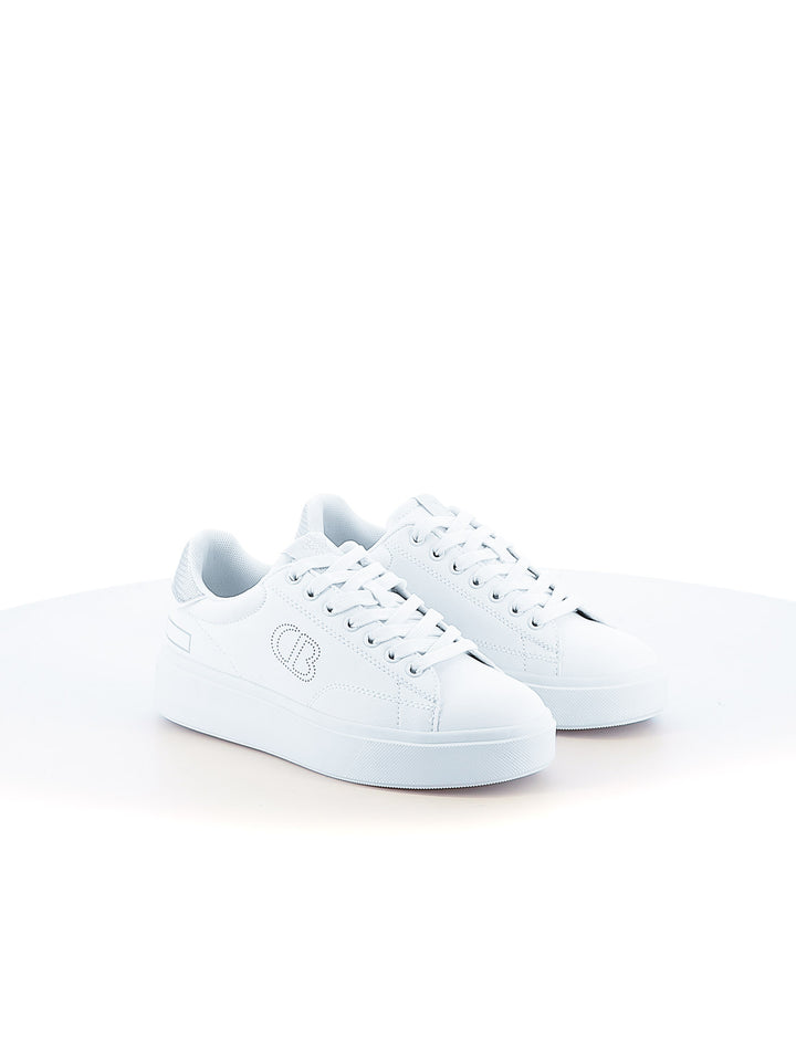 Sneakers stringate donna COTTON BELT CBW4145A44 bianco argento | Costa Superstore