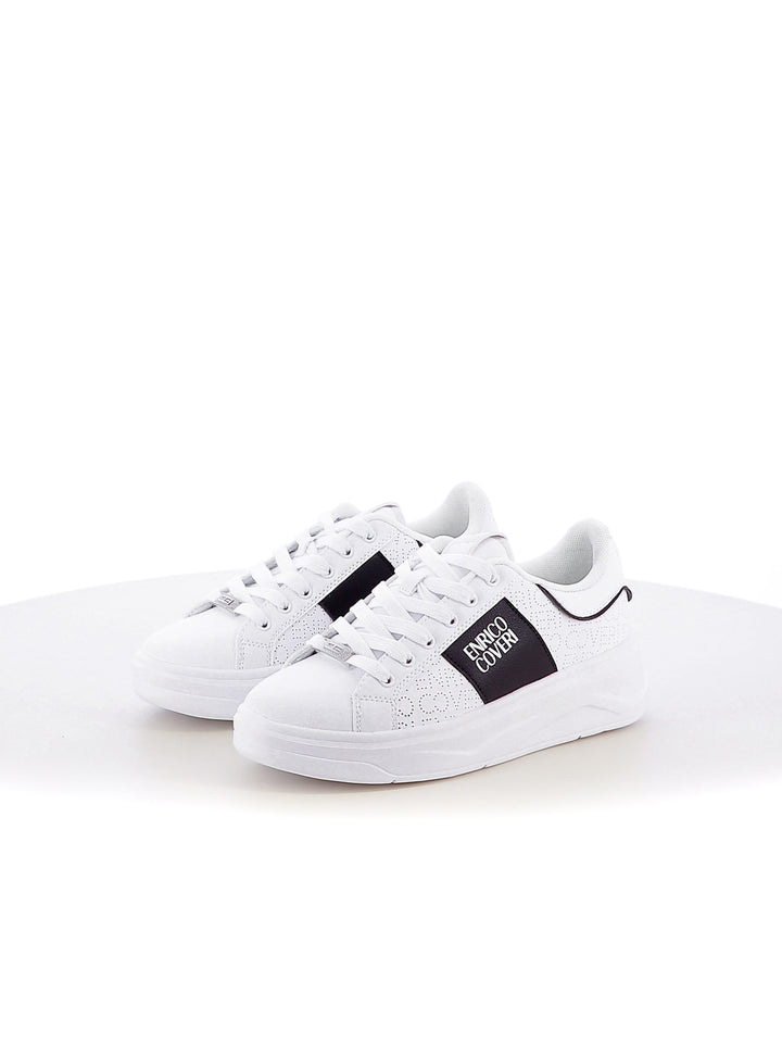 Sneakers stringate donna ENRICO COVERI ECW414237 bianco nero | Costa Superstore