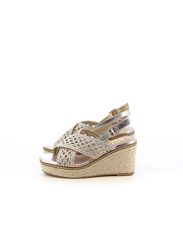 XTI Sandalo Donna Con Zeppa – Modello Uncinetto Tessile, Chiusura Regolabile, Suola Gomma Antiscivolo, Vegan, Casual Chic
