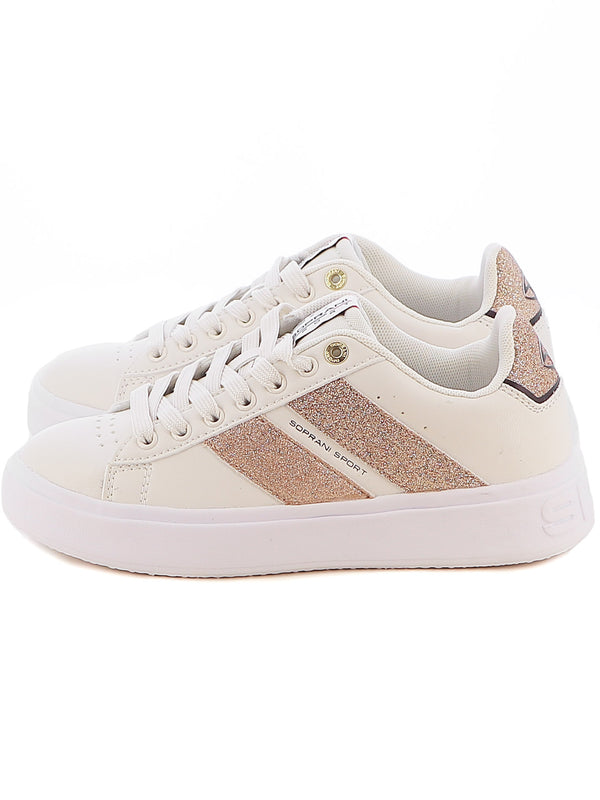 Sneakers stringate donna SOPRANI SPORT SPW424R21 bianco oro | Costa Superstore