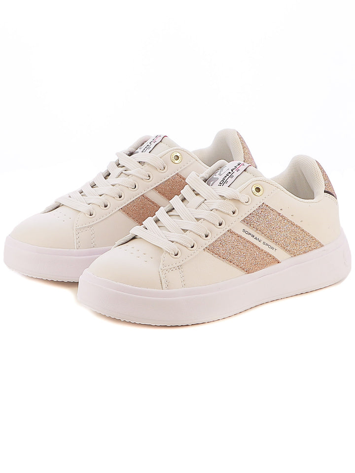 Sneakers stringate donna SOPRANI SPORT SPW424R21 bianco oro | Costa Superstore