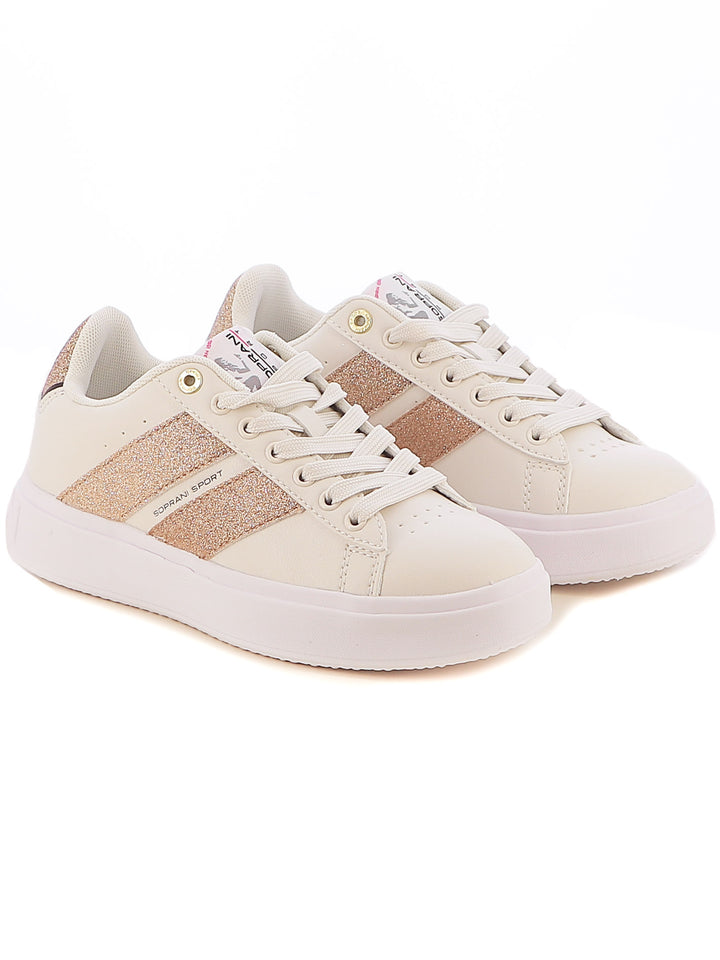 Sneakers stringate donna SOPRANI SPORT SPW424R21 bianco oro | Costa Superstore