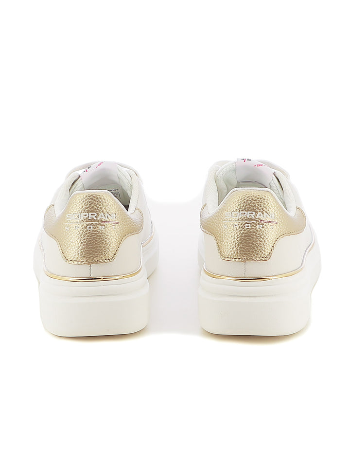Sneakers stringate donna SOPRANI SPORT SPW428R02 bianco oro | Costa Superstore