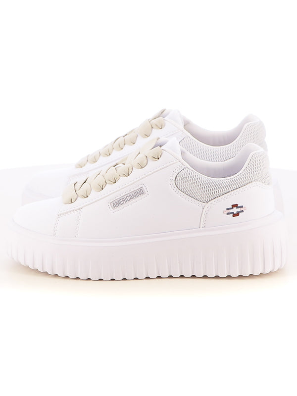 Sneakers stringate donna AMERICANINO AMW514X00 bianco argento | Costa Superstore
