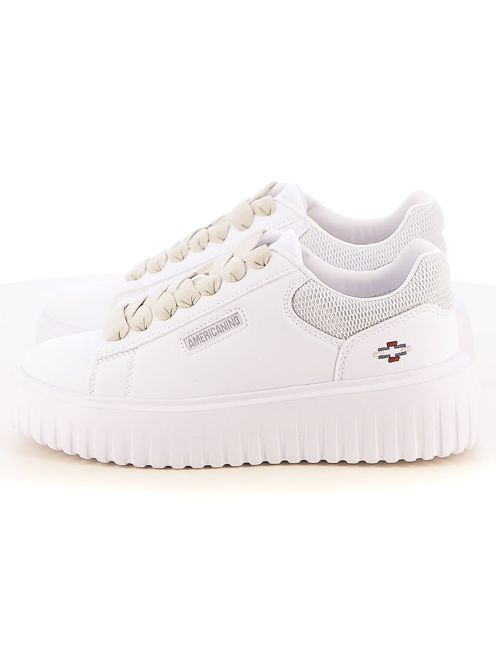 Sneakers stringate donna AMERICANINO AMW514X00 bianco argento | Costa Superstore