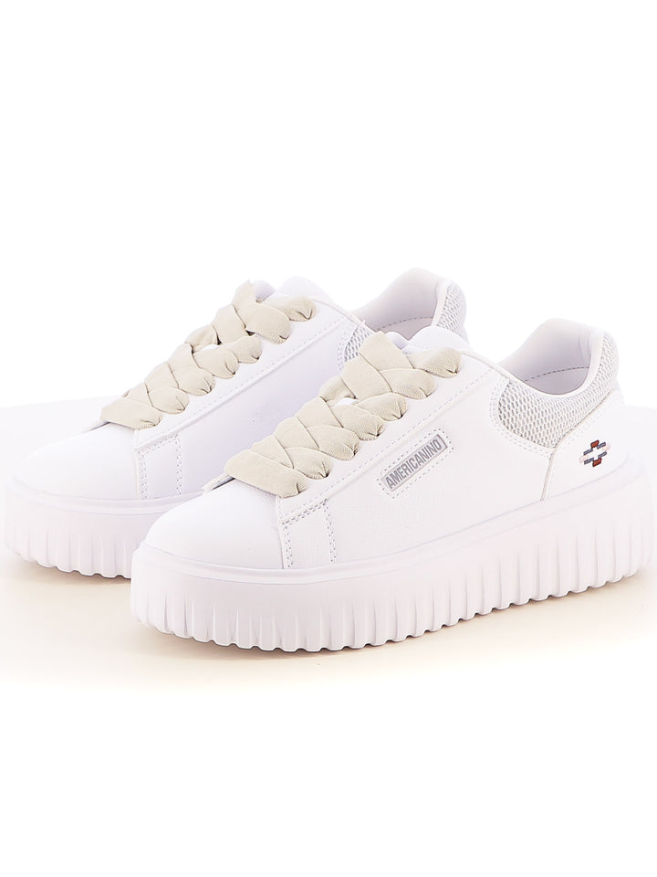 Sneakers stringate donna AMERICANINO AMW514X00 bianco argento | Costa Superstore