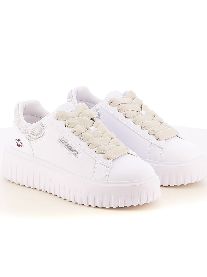 Sneakers stringate donna AMERICANINO AMW514X00 bianco argento | Costa Superstore