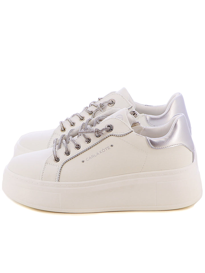 Sneakers stringate donna CARLA KOTE 2507K bianco argento | Costa Superstore