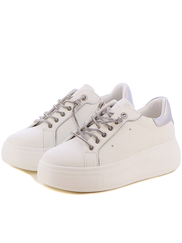 Sneakers stringate donna CARLA KOTE 2507K bianco argento | Costa Superstore