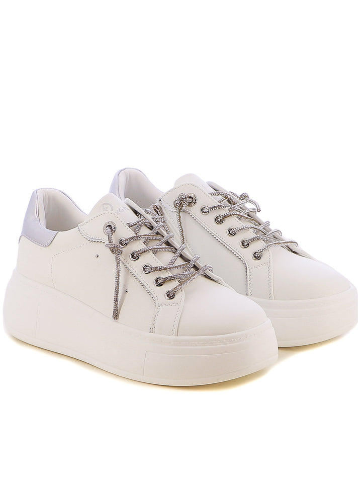 Sneakers stringate donna CARLA KOTE 2507K bianco argento | Costa Superstore