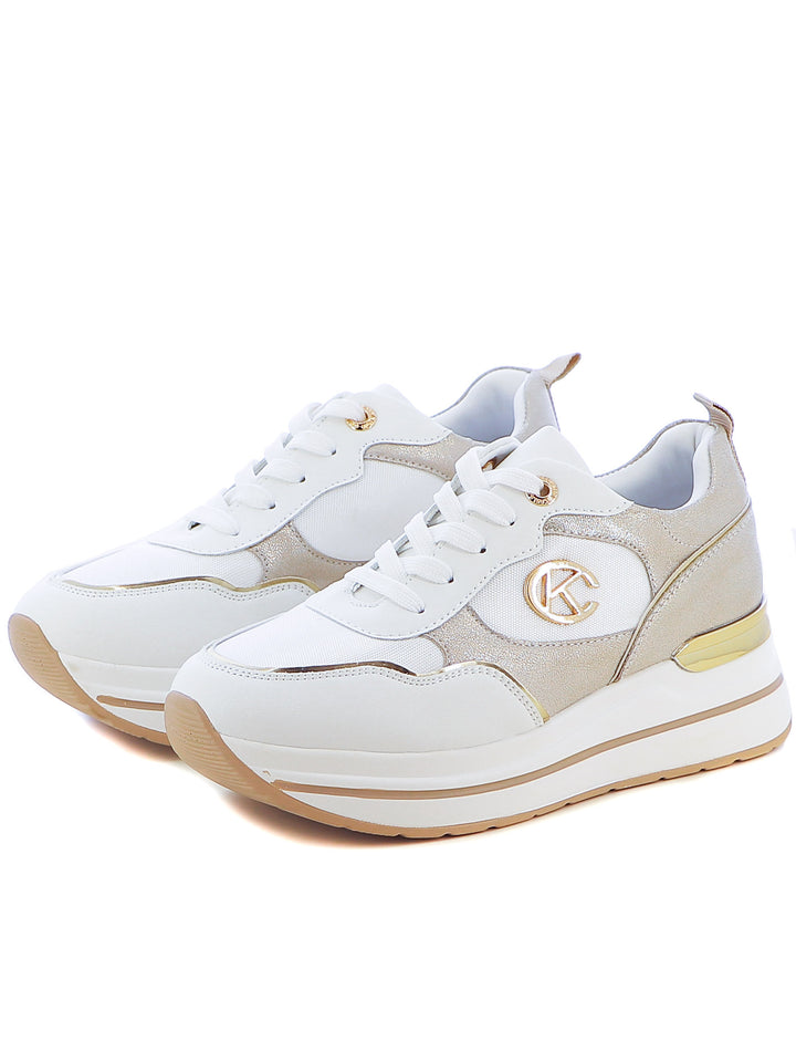 Sneakers stringate donna CARLA KOTE X32-17K bianco oro | Costa Superstore