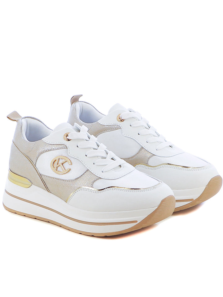 Sneakers stringate donna CARLA KOTE X32-17K bianco oro | Costa Superstore