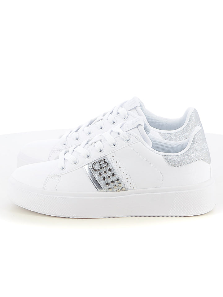 Sneakers stringate donna COTTON BELT CBW514A88 bianco argento | Costa Superstore