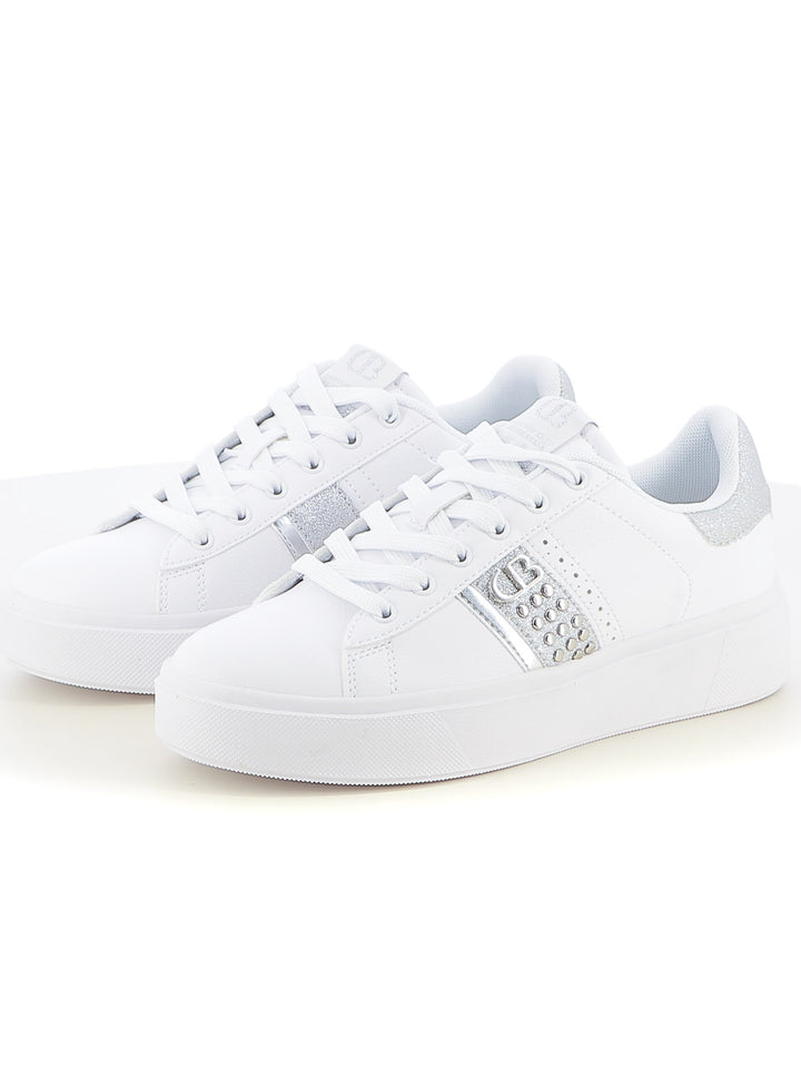 Sneakers stringate donna COTTON BELT CBW514A88 bianco argento | Costa Superstore