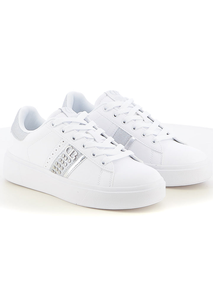 Sneakers stringate donna COTTON BELT CBW514A88 bianco argento | Costa Superstore