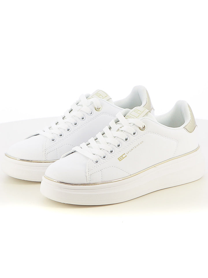 Sneakers stringate donna ENRICO COVERI SPORTSWEAR CSW514A90 bianco oro | Costa Superstore