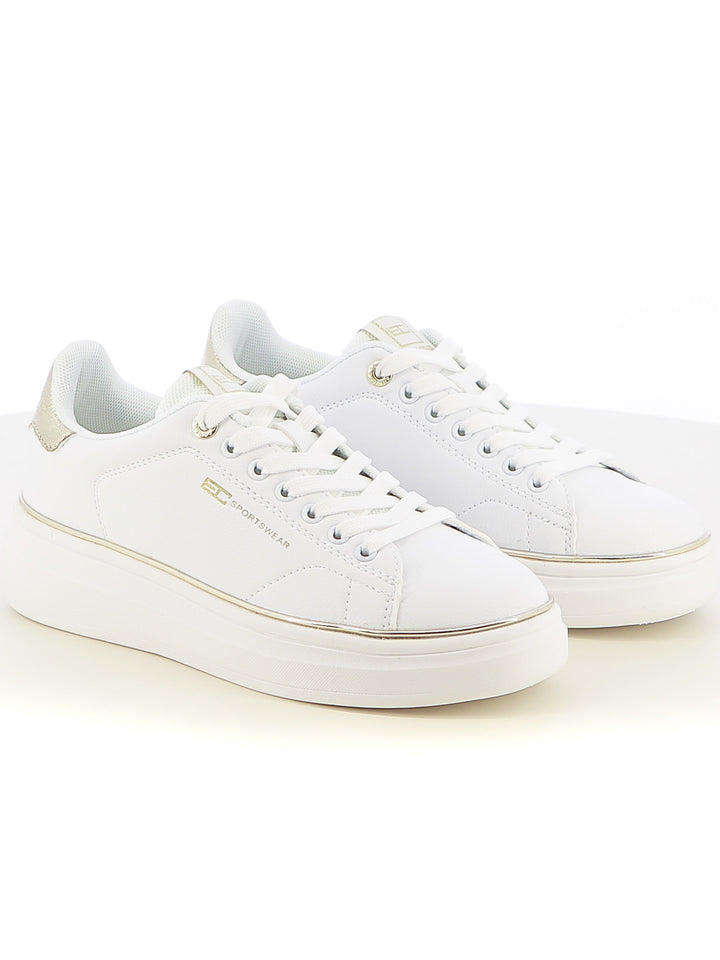 Sneakers stringate donna ENRICO COVERI SPORTSWEAR CSW514A90 bianco oro | Costa Superstore