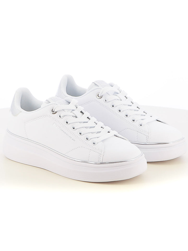 Sneakers stringate donna ENRICO COVERI SPORTSWEAR CSW514A90 bianco argento | Costa Superstore