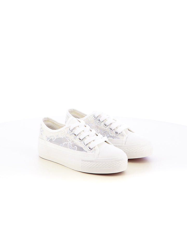 Sneakers in tela bambina JEK JO E101BA bianco argento | Costa Superstore