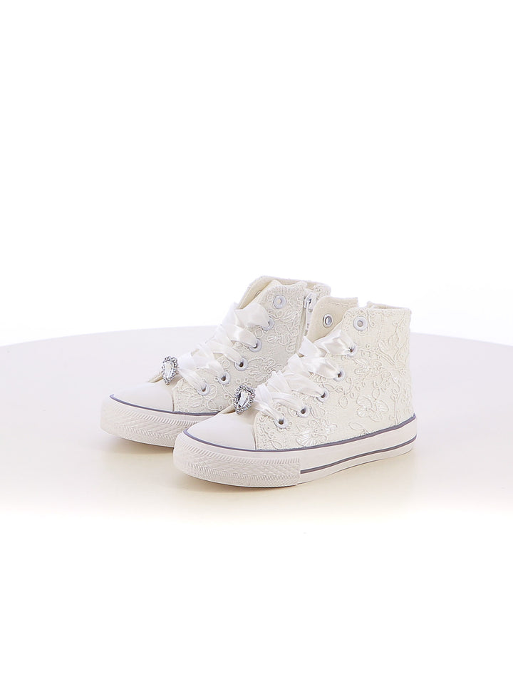 Sneakers stringate bambina LOVE DETAILS 135-308B bianco | Costa Superstore