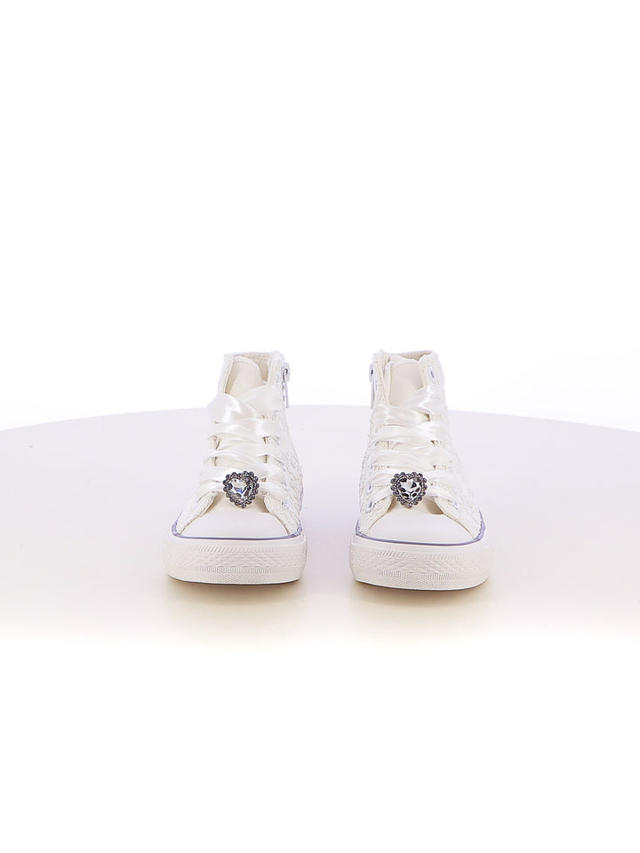 Sneakers stringate bambina LOVE DETAILS 135-308B bianco | Costa Superstore