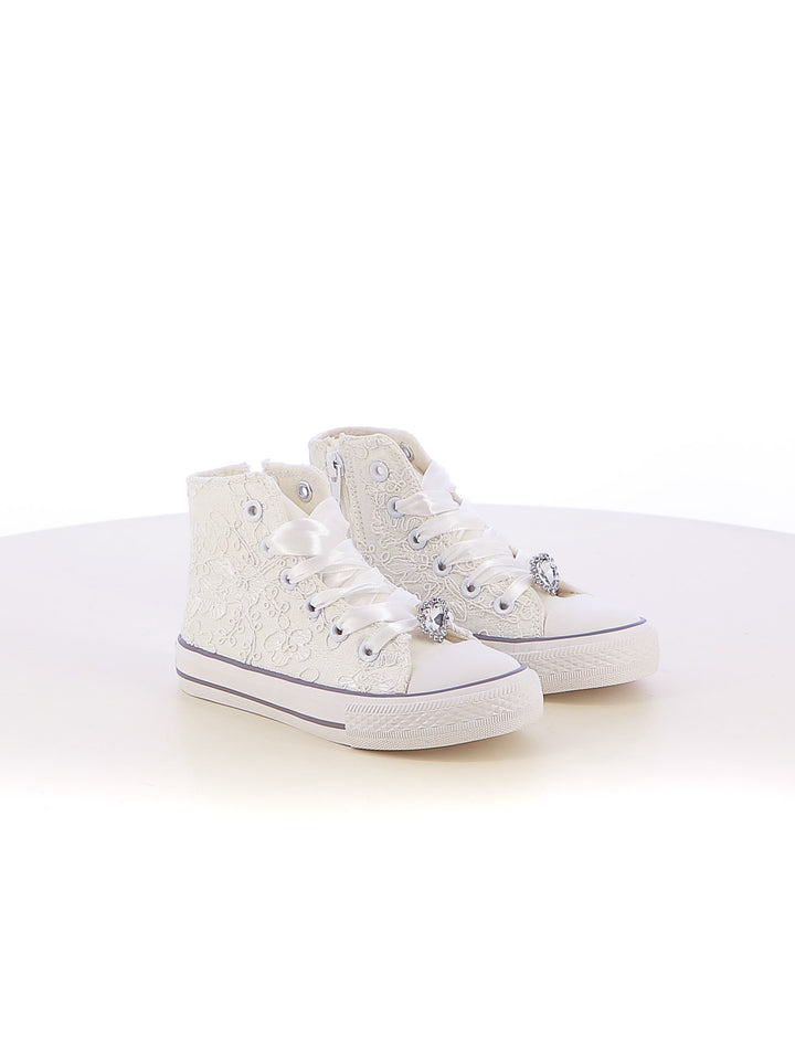 Sneakers stringate bambina LOVE DETAILS 135-308B bianco | Costa Superstore