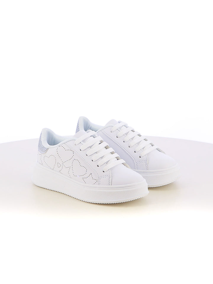 Sneakers stringate bambina LOVE DETAILS 153-340B argento | Costa Superstore