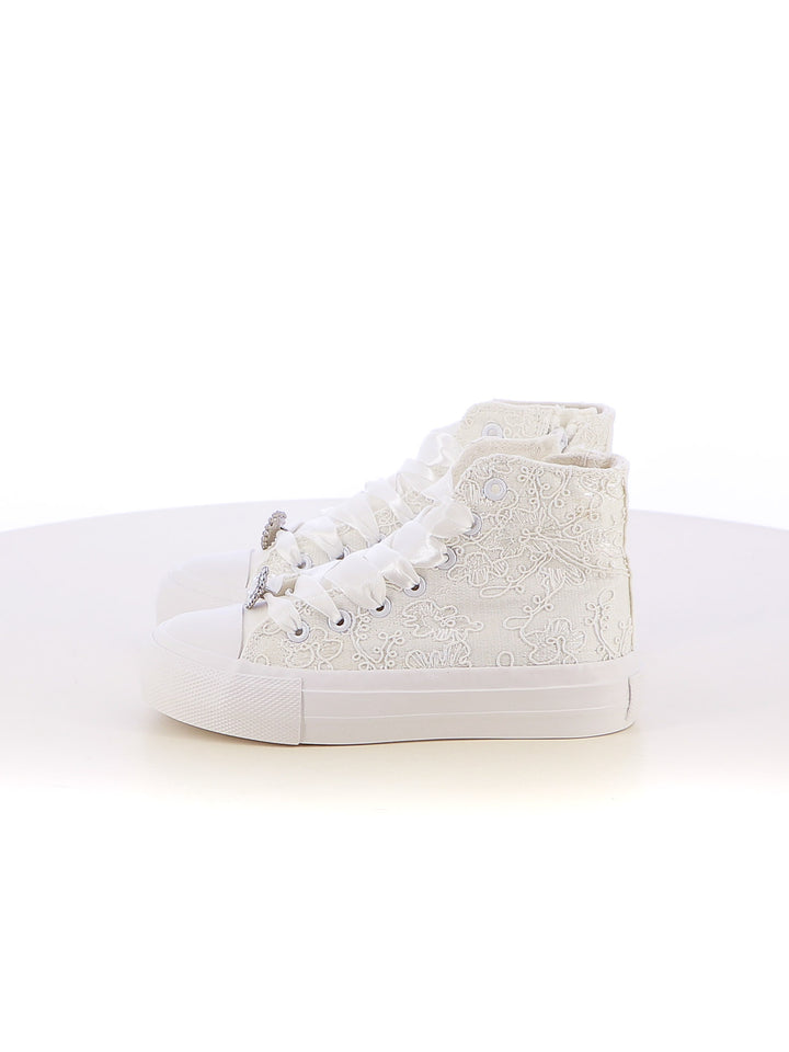 Sneakers stringate bambina LOVE DETAILS 155-308B bianco | Costa Superstore