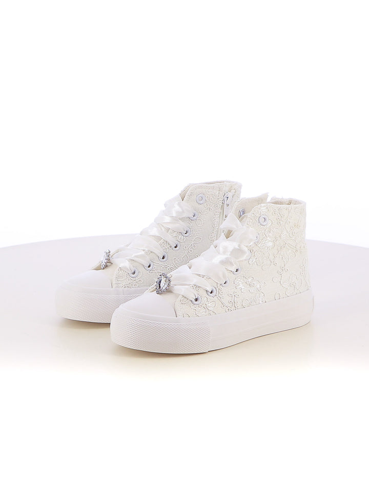 Sneakers stringate bambina LOVE DETAILS 155-308B bianco | Costa Superstore