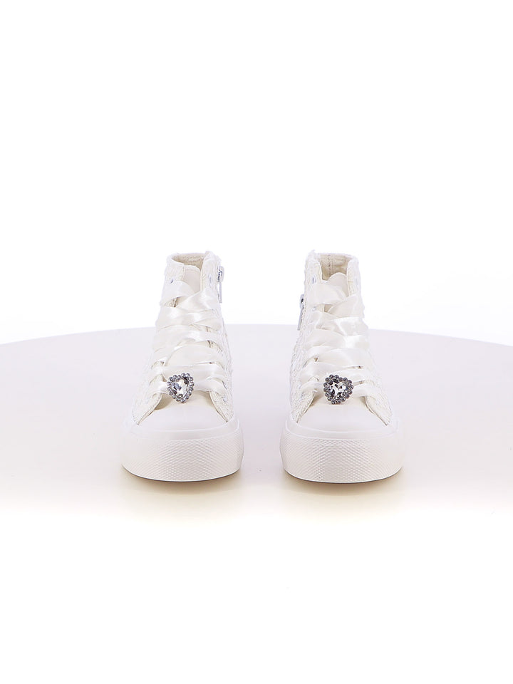 Sneakers stringate bambina LOVE DETAILS 155-308B bianco | Costa Superstore