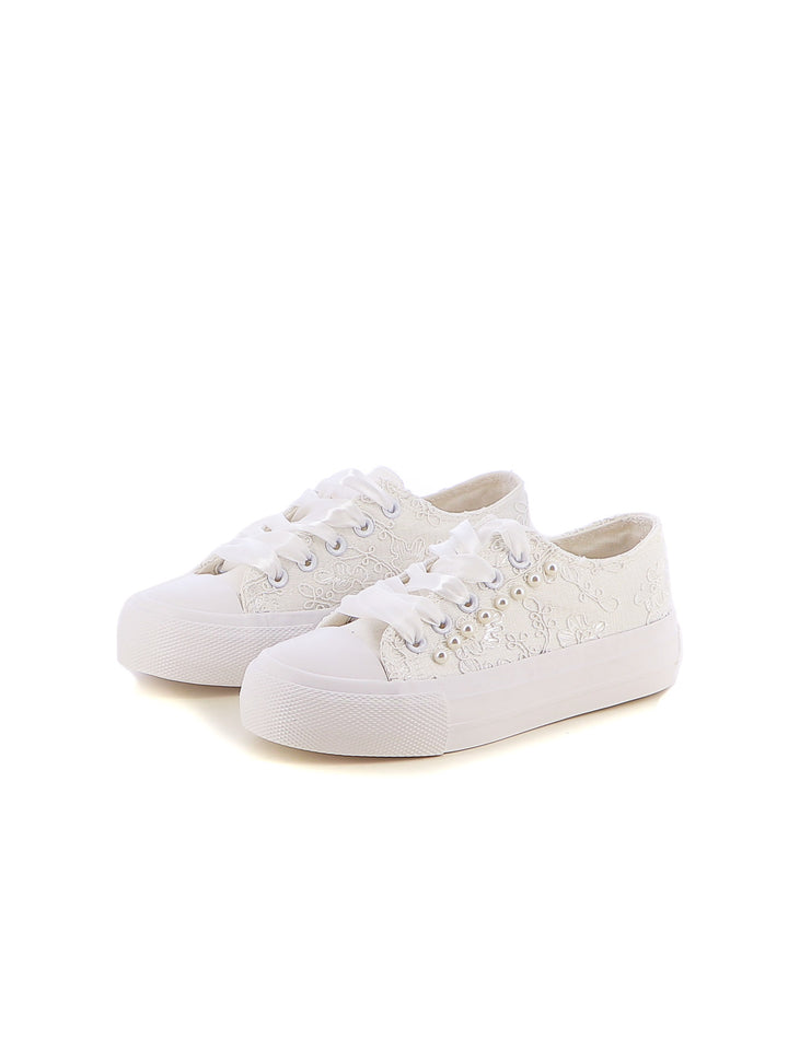 Sneakers stringate bambina LOVE DETAILS 155-334 bianco | Costa Superstore