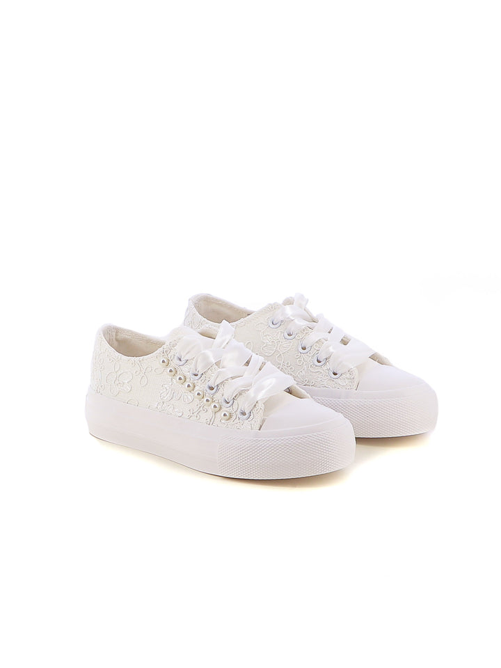 Sneakers stringate bambina LOVE DETAILS 155-334 bianco | Costa Superstore