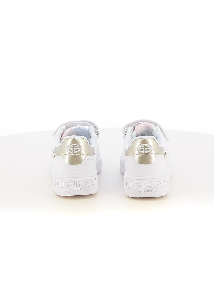 Sneakers stringate bambina SOPRANI SPORT SPG514R00B bianco oro | Costa Superstore