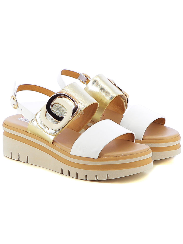 Sandali con cinturino donna TREDYS 54214 bianco oro | Costa Superstore