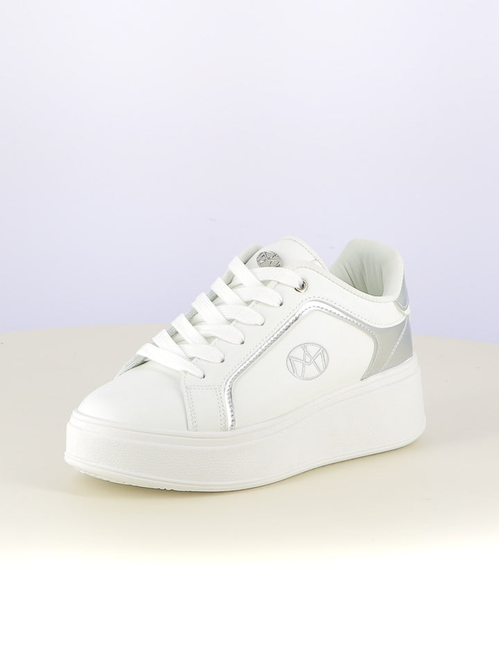 Sneakers stringate donna MAAX ZS01K bianco argento | Costa Superstore