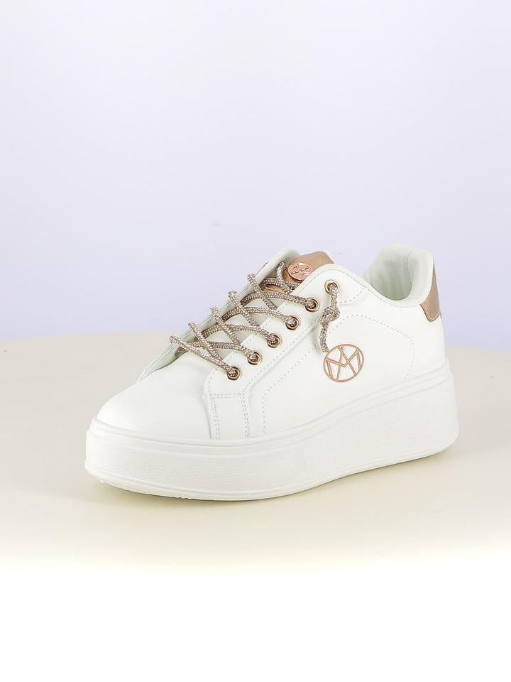 Sneakers stringate donna MAAX ZS04K bianco oro | Costa Superstore
