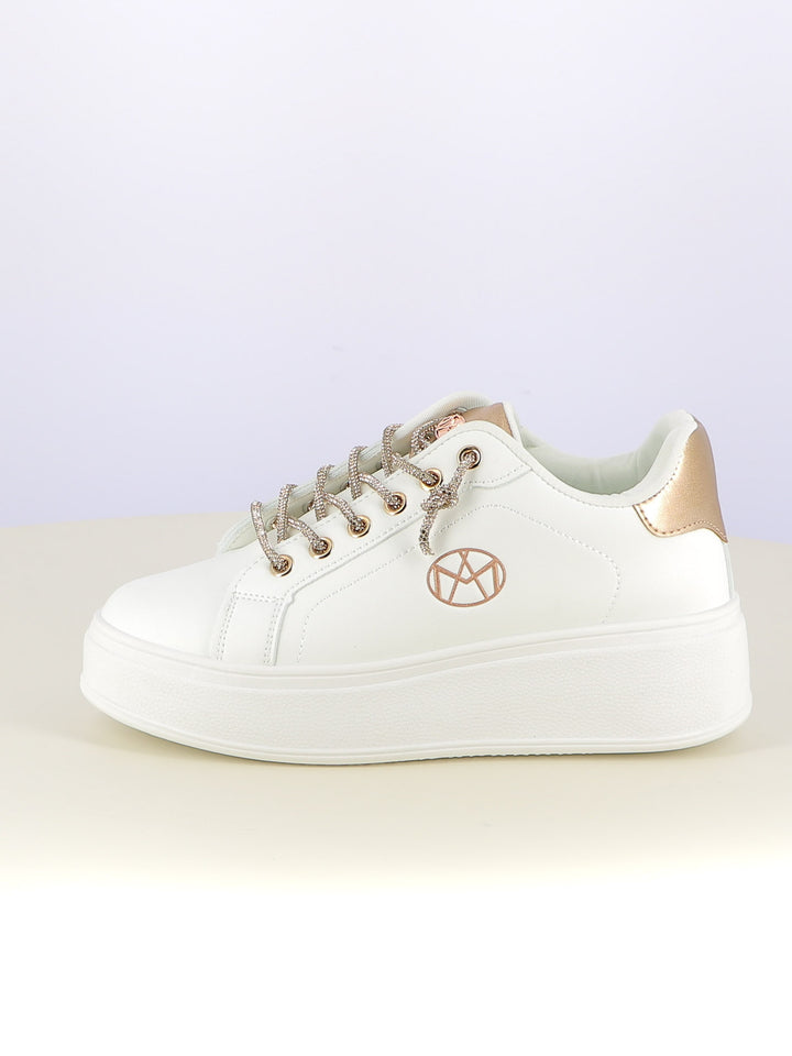 Sneakers stringate donna MAAX ZS04K bianco oro | Costa Superstore