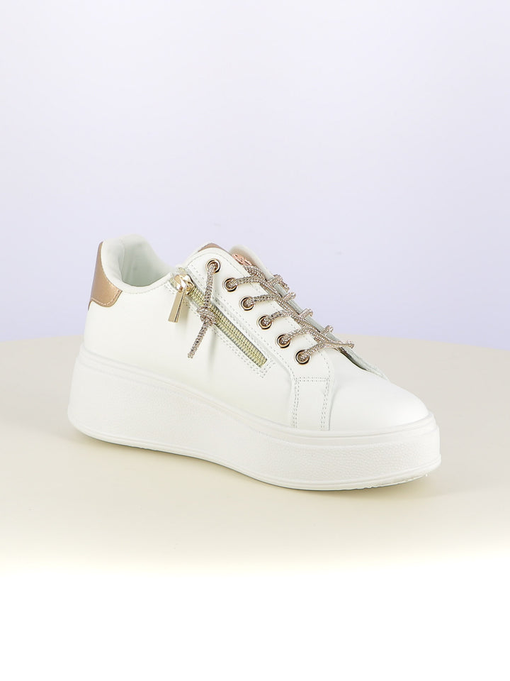 Sneakers stringate donna MAAX ZS04K bianco oro | Costa Superstore